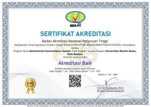Program Studi Administrasi Pemerintahan Daerah Universitas Muslim Buton Raih Akreditasi Baik dari BAN-PT